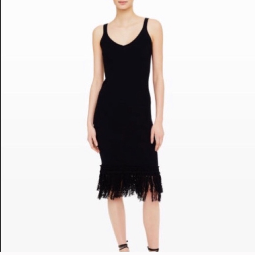 Black club Monaco fringe dress.